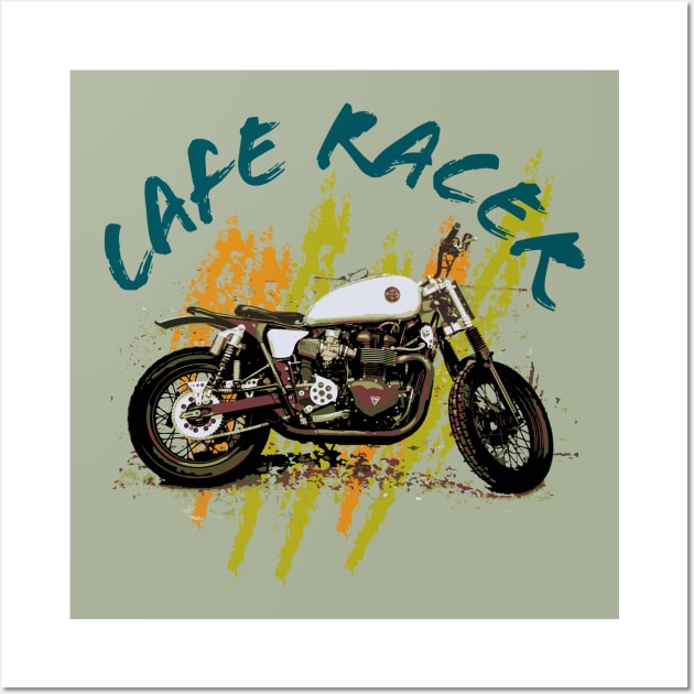 Cafe Racer Motorcycle with logo Wall Art by MultistorieDog